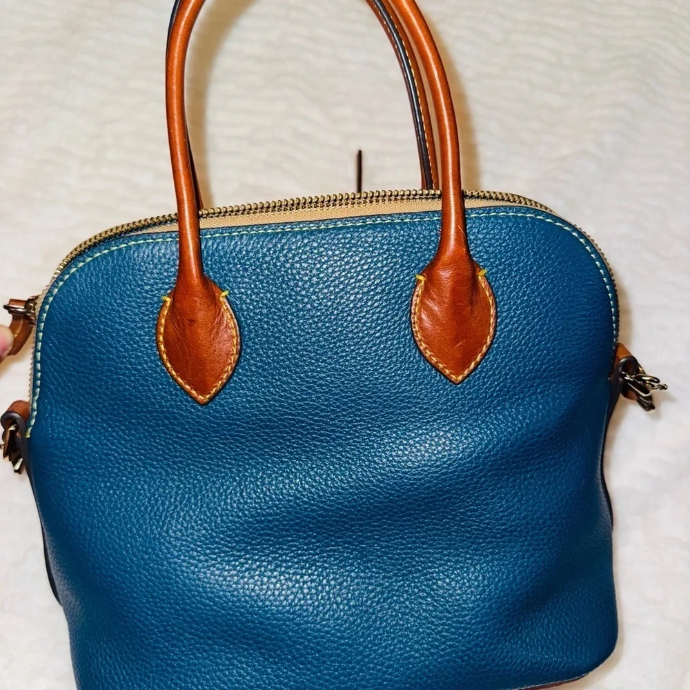 Dooney & Bourke Teal and Tan Satchel